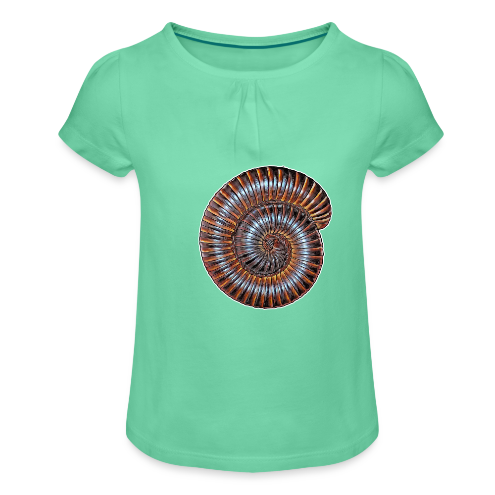 Mädchen-T-Shirt mit Raffungen Archispirostreptus gigas - Mintgrün