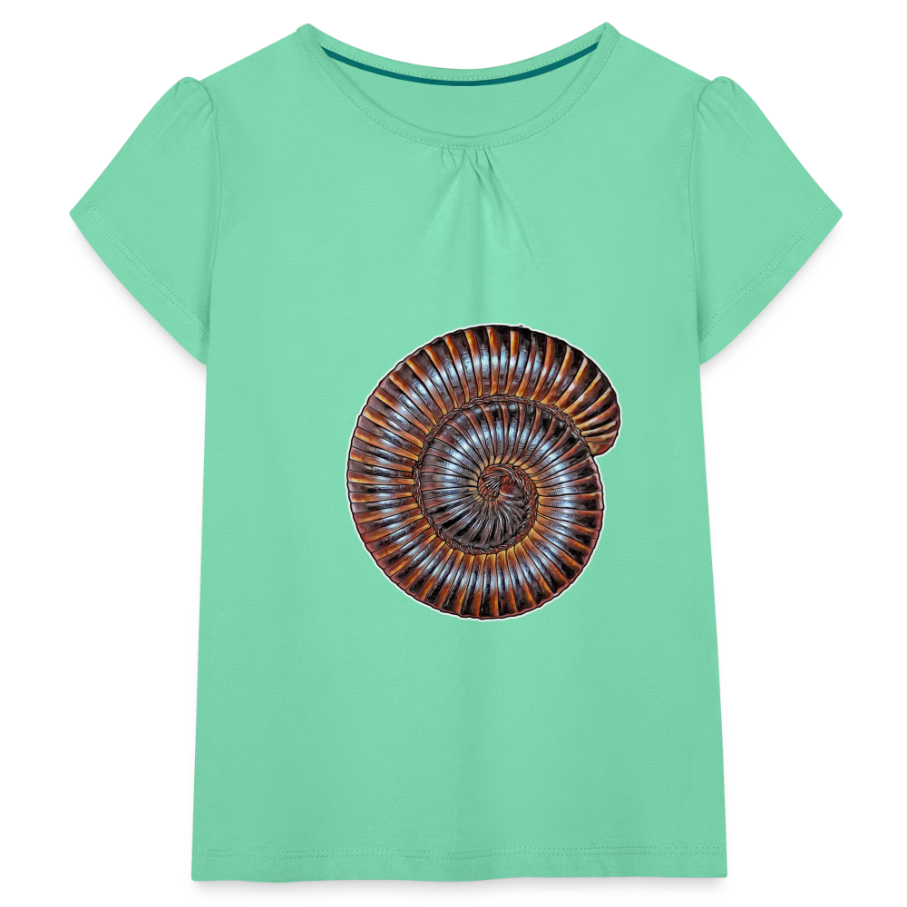 Mädchen-T-Shirt mit Raffungen Archispirostreptus gigas - Mintgrün