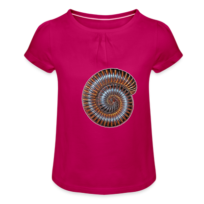 Mädchen-T-Shirt mit Raffungen Archispirostreptus gigas - Fuchsia