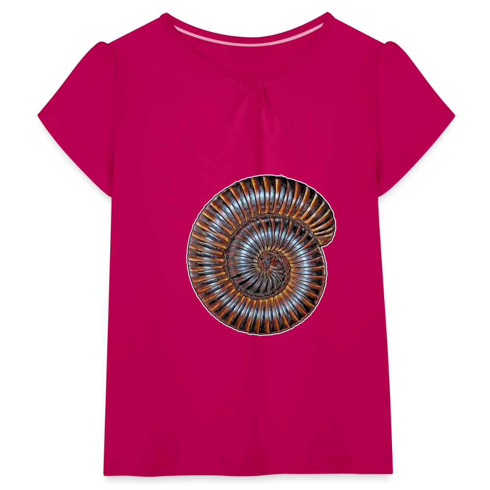 Mädchen-T-Shirt mit Raffungen Archispirostreptus gigas - Fuchsia