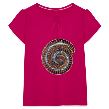 Mädchen-T-Shirt mit Raffungen Archispirostreptus gigas - Fuchsia