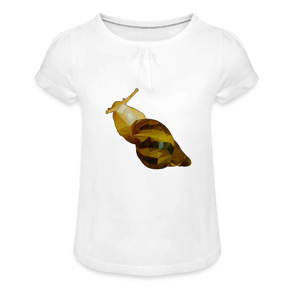 Mädchen-T-Shirt mit Raffungen Achatina reticulata Low Poly - weiß