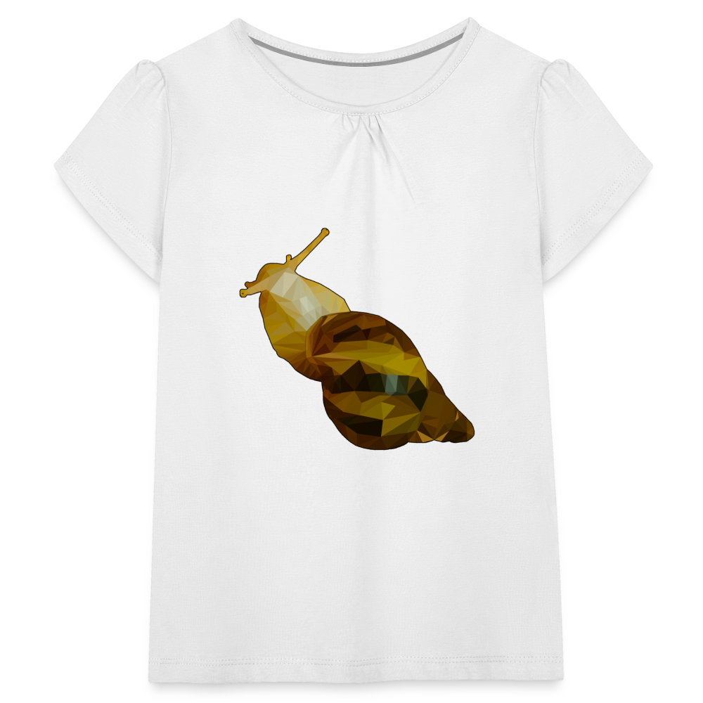 Mädchen-T-Shirt mit Raffungen Achatina reticulata Low Poly - weiß