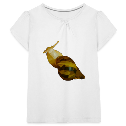 Mädchen-T-Shirt mit Raffungen Achatina reticulata Low Poly - weiß