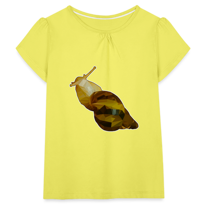 Mädchen-T-Shirt mit Raffungen Achatina reticulata Low Poly - Gelb