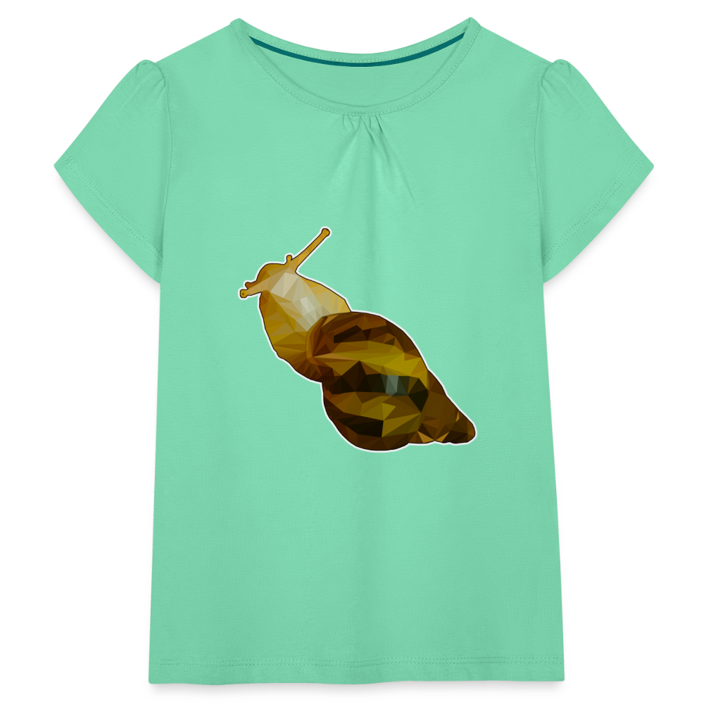 Mädchen-T-Shirt mit Raffungen Achatina reticulata Low Poly - Mintgrün