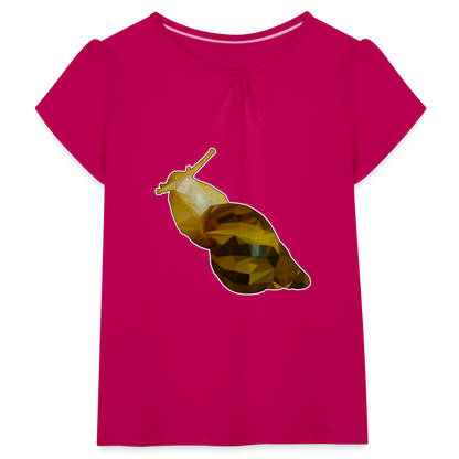 Mädchen-T-Shirt mit Raffungen Achatina reticulata Low Poly - Fuchsia