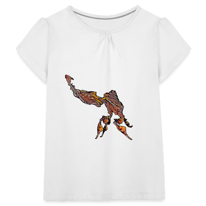 Mädchen-T-Shirt mit Raffungen Phyllocrania paradoxa male - weiß