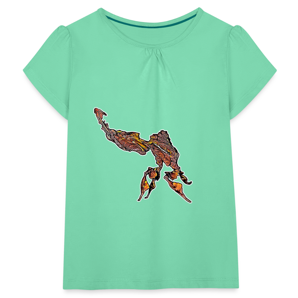 Mädchen-T-Shirt mit Raffungen Phyllocrania paradoxa male - Mintgrün