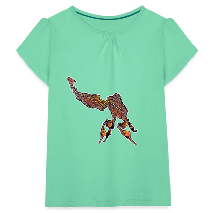 Mädchen-T-Shirt mit Raffungen Phyllocrania paradoxa male - Mintgrün