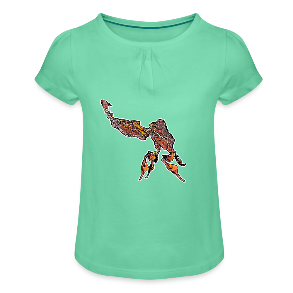 Mädchen-T-Shirt mit Raffungen Phyllocrania paradoxa male - Mintgrün