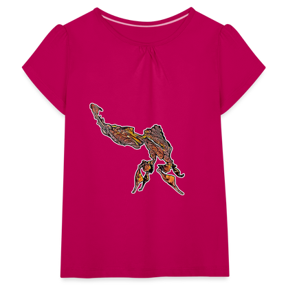 Mädchen-T-Shirt mit Raffungen Phyllocrania paradoxa male - Fuchsia