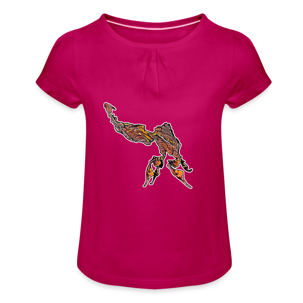 Mädchen-T-Shirt mit Raffungen Phyllocrania paradoxa male - Fuchsia