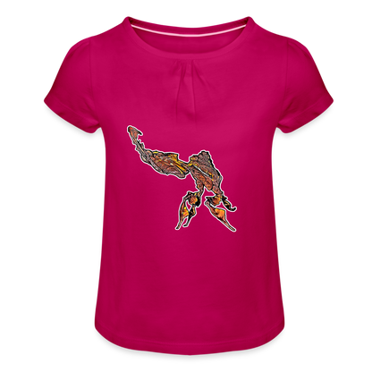 Mädchen-T-Shirt mit Raffungen Phyllocrania paradoxa male - Fuchsia