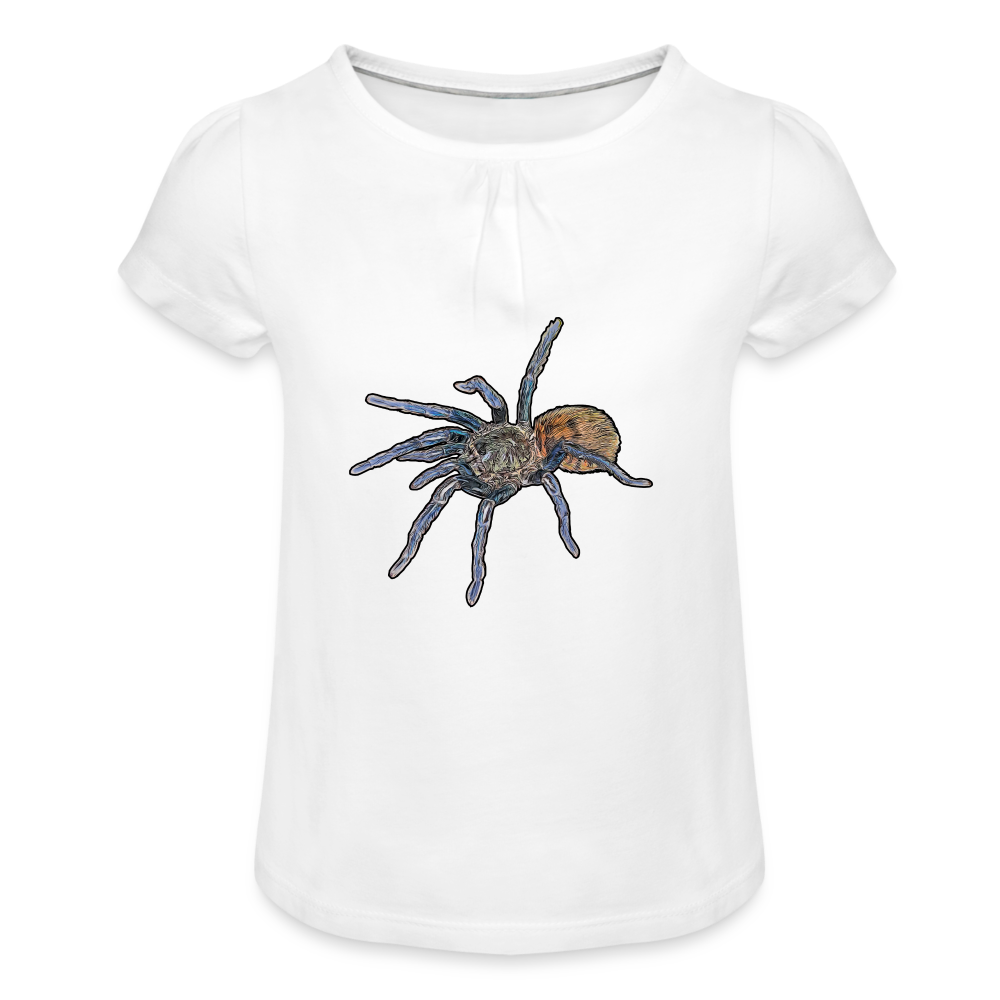 Mädchen-T-Shirt mit Raffungen Chromatopelma cyaneopubescens - weiß