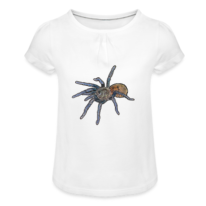 Mädchen-T-Shirt mit Raffungen Chromatopelma cyaneopubescens - weiß