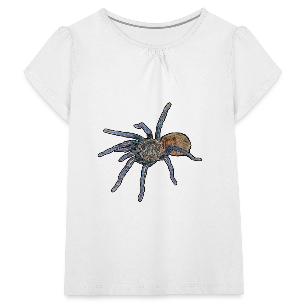 Mädchen-T-Shirt mit Raffungen Chromatopelma cyaneopubescens - weiß