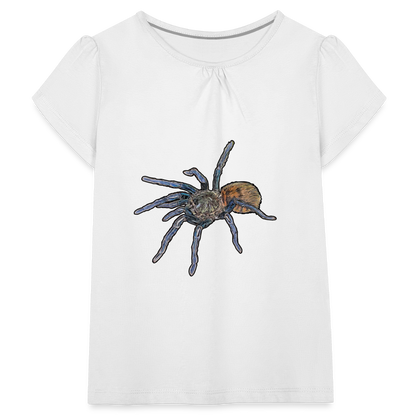 Mädchen-T-Shirt mit Raffungen Chromatopelma cyaneopubescens - weiß