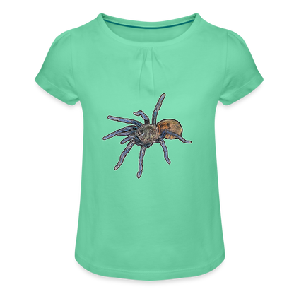 Mädchen-T-Shirt mit Raffungen Chromatopelma cyaneopubescens - Mintgrün