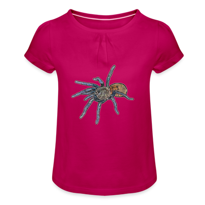 Mädchen-T-Shirt mit Raffungen Chromatopelma cyaneopubescens - Fuchsia
