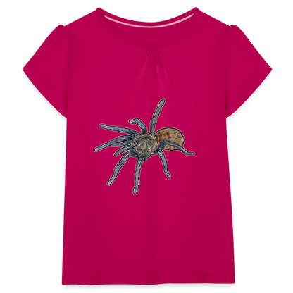 Mädchen-T-Shirt mit Raffungen Chromatopelma cyaneopubescens - Fuchsia