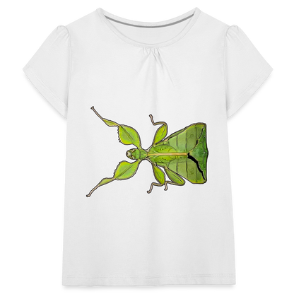 Mädchen-T-Shirt mit Raffungen Phyllium philippinicum female - weiß