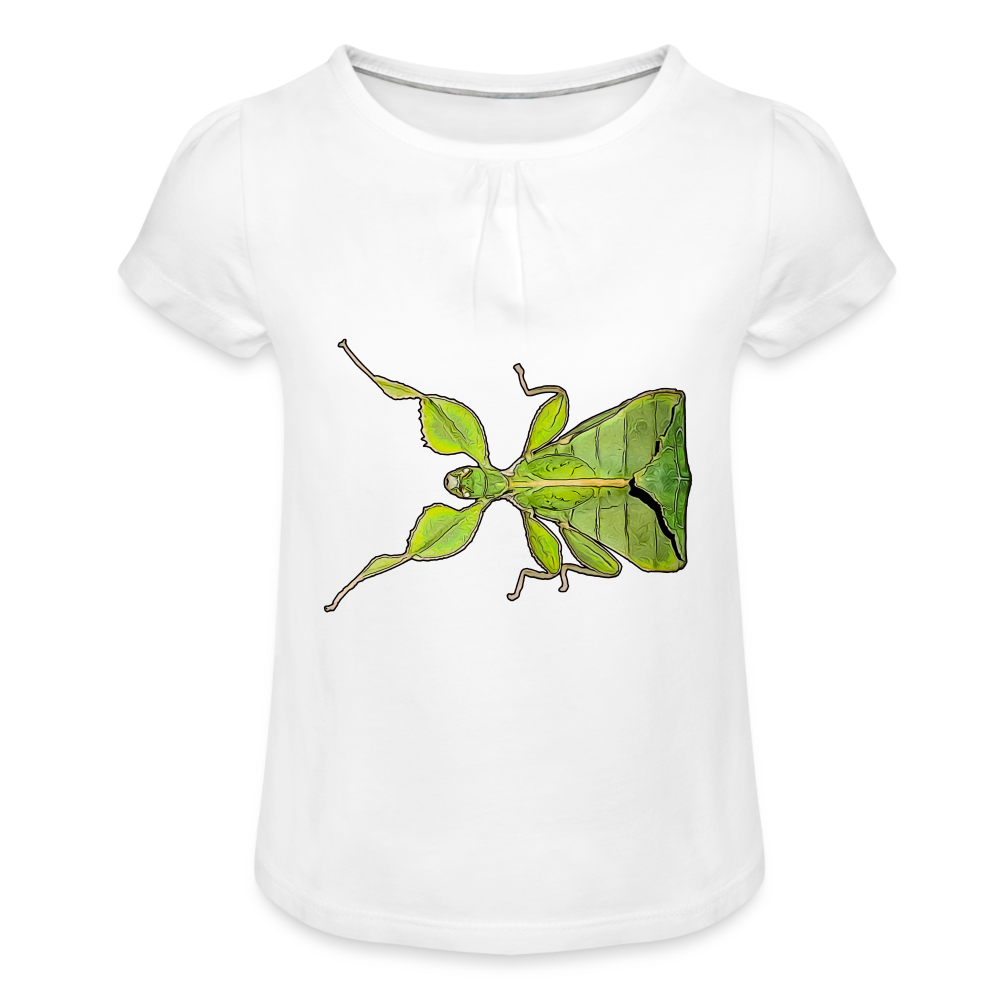 Mädchen-T-Shirt mit Raffungen Phyllium philippinicum female - weiß