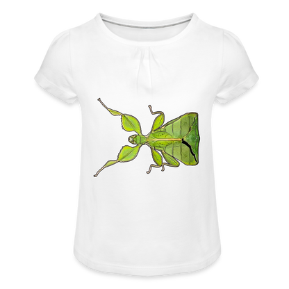 Mädchen-T-Shirt mit Raffungen Phyllium philippinicum female - weiß