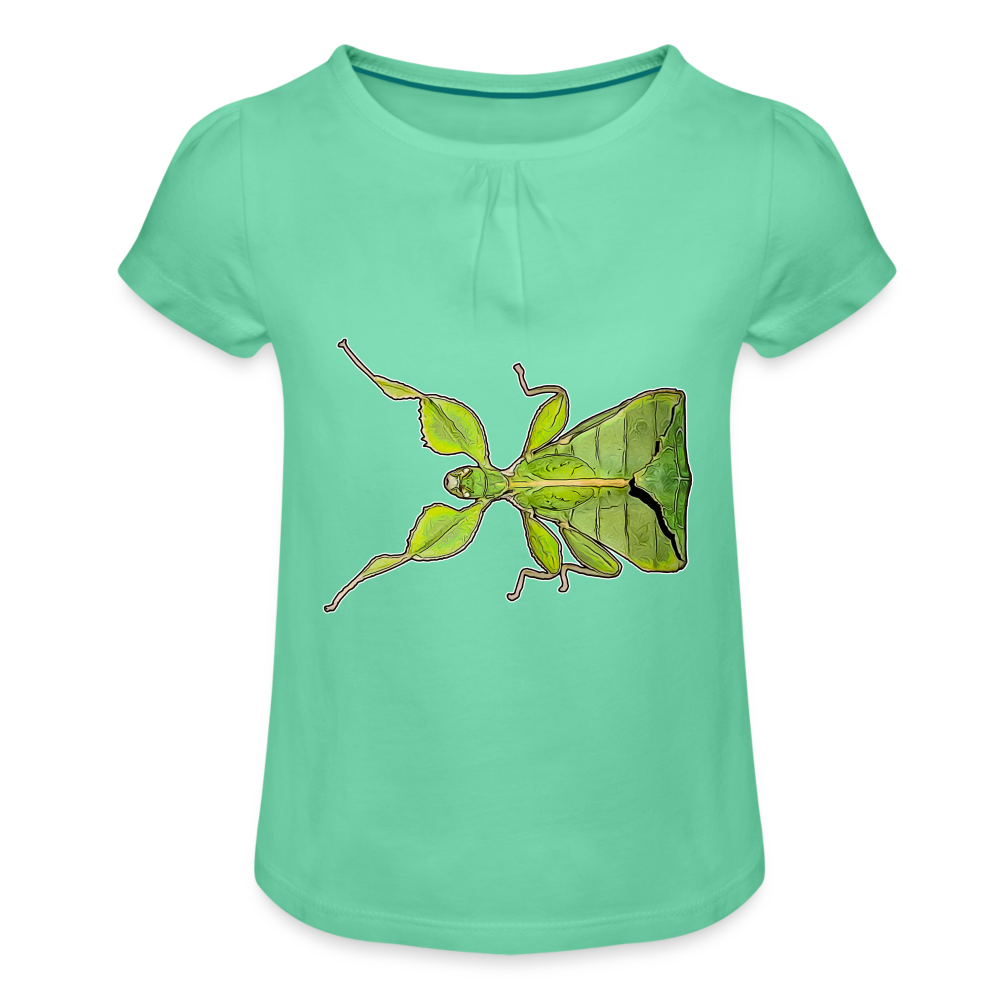 Mädchen-T-Shirt mit Raffungen Phyllium philippinicum female - Mintgrün