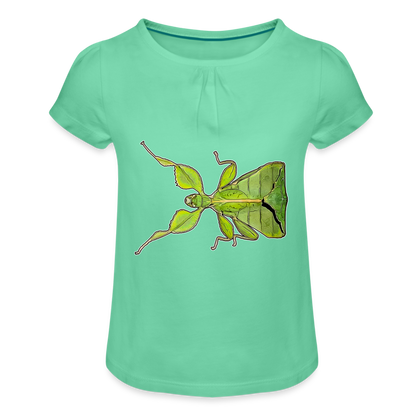 Mädchen-T-Shirt mit Raffungen Phyllium philippinicum female - Mintgrün