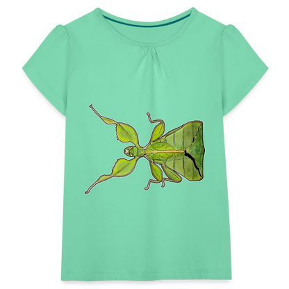 Mädchen-T-Shirt mit Raffungen Phyllium philippinicum female - Mintgrün