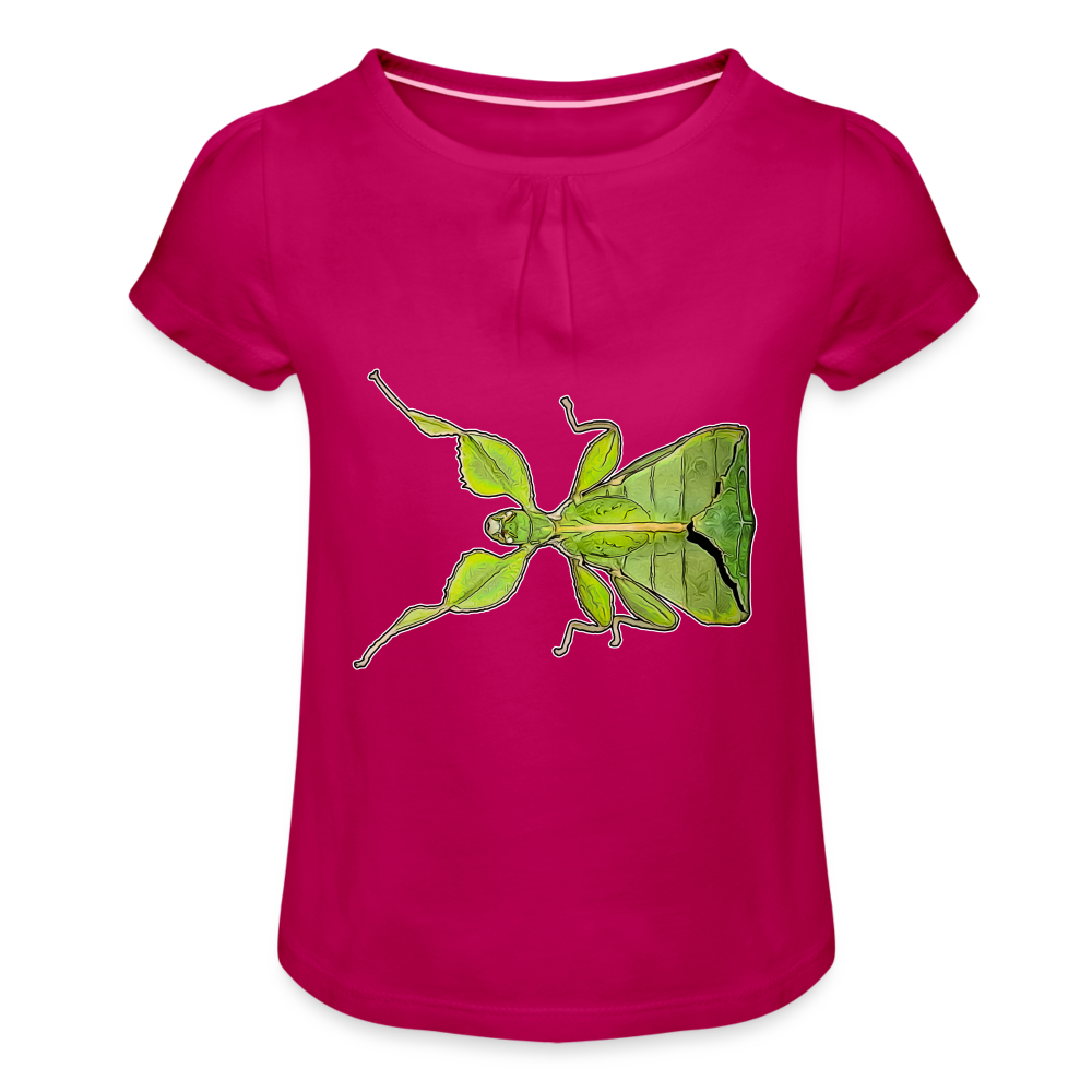Mädchen-T-Shirt mit Raffungen Phyllium philippinicum female - Fuchsia