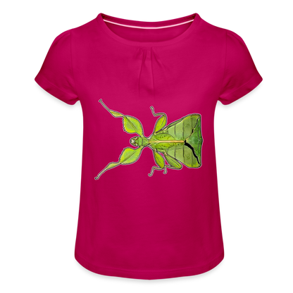 Mädchen-T-Shirt mit Raffungen Phyllium philippinicum female - Fuchsia