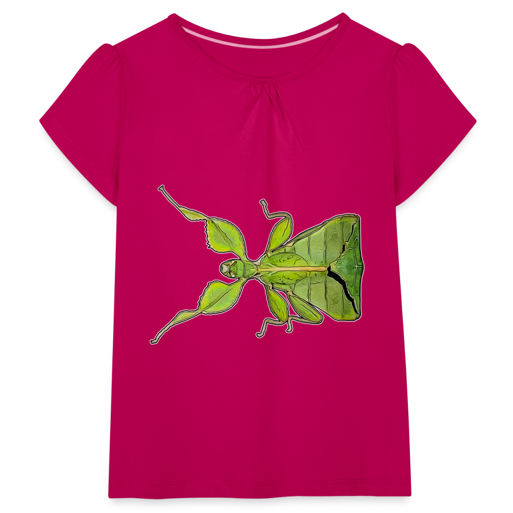 Mädchen-T-Shirt mit Raffungen Phyllium philippinicum female - Fuchsia