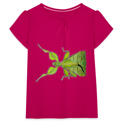 Mädchen-T-Shirt mit Raffungen Phyllium philippinicum female - Fuchsia