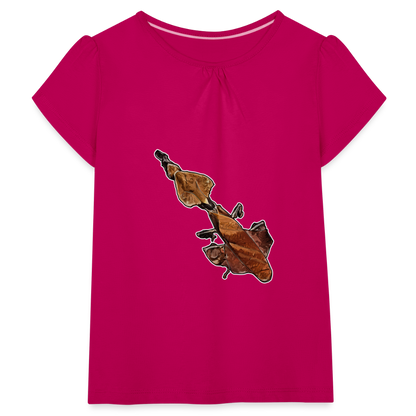 Mädchen-T-Shirt mit Raffungen Phyllocrania paradoxa female - Fuchsia