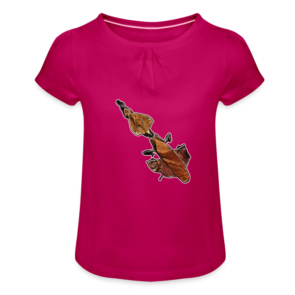 Mädchen-T-Shirt mit Raffungen Phyllocrania paradoxa female - Fuchsia