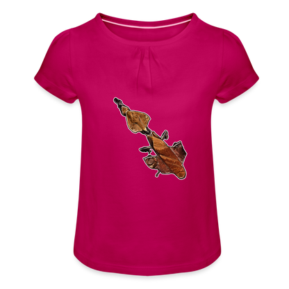 Mädchen-T-Shirt mit Raffungen Phyllocrania paradoxa female - Fuchsia