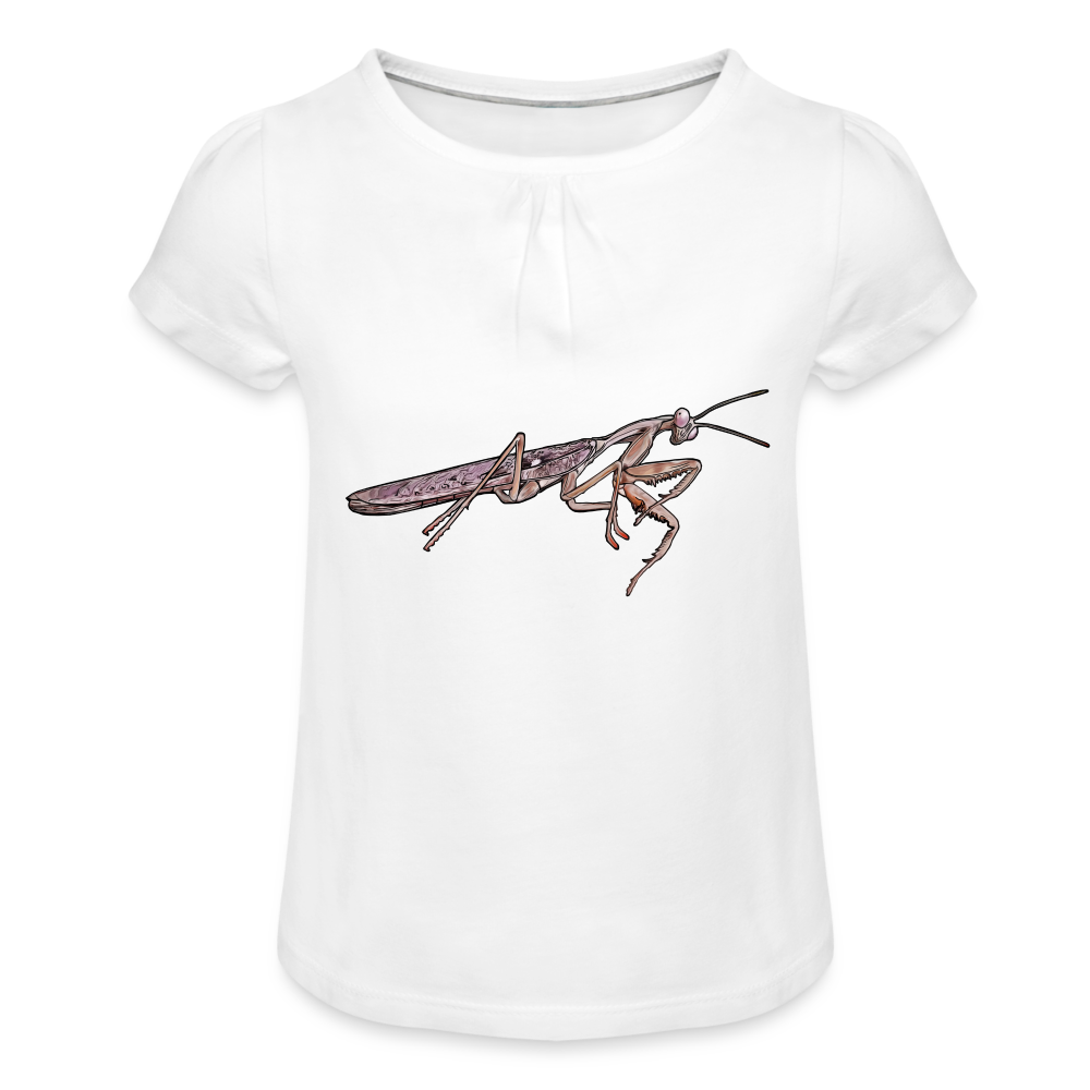 Mädchen-T-Shirt mit Raffungen Rhombodera kirbyi male - weiß