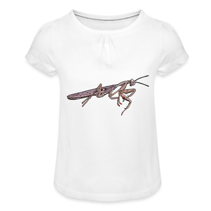 Mädchen-T-Shirt mit Raffungen Rhombodera kirbyi male - weiß