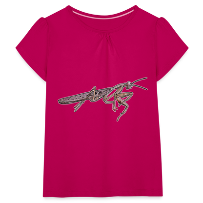 Mädchen-T-Shirt mit Raffungen Rhombodera kirbyi male - Fuchsia