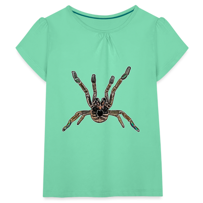 Mädchen-T-Shirt mit Raffungen Pterinochilus murinus tcf - Mintgrün