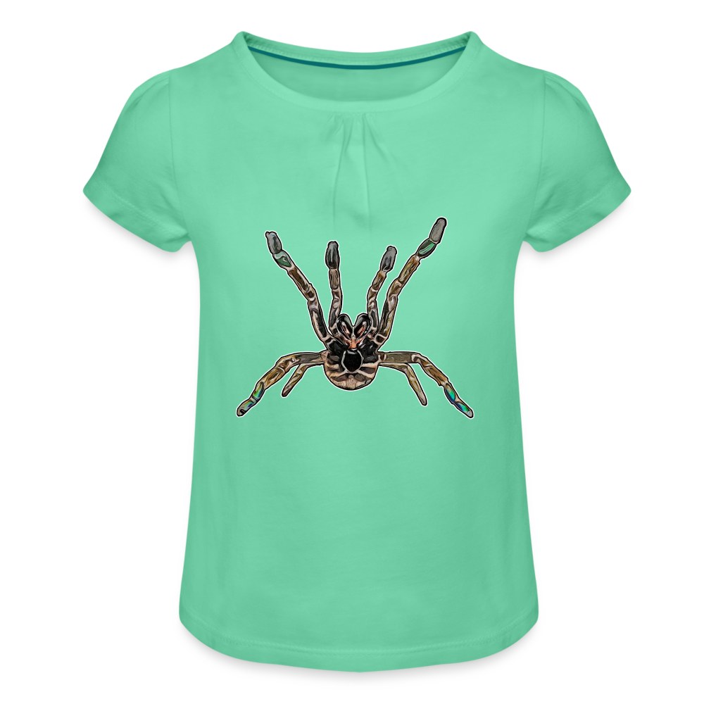 Mädchen-T-Shirt mit Raffungen Pterinochilus murinus tcf - Mintgrün