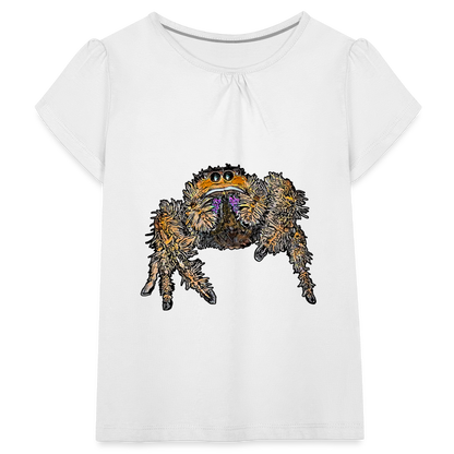 Mädchen-T-Shirt mit Raffungen Phidippus regius Everglades female - weiß