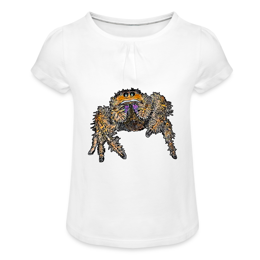 Mädchen-T-Shirt mit Raffungen Phidippus regius Everglades female - weiß