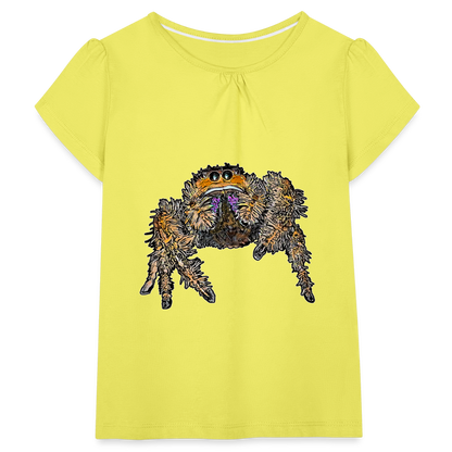 Mädchen-T-Shirt mit Raffungen Phidippus regius Everglades female - Gelb