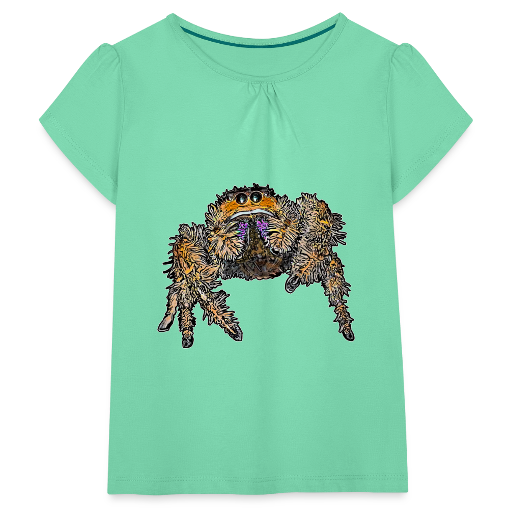 Mädchen-T-Shirt mit Raffungen Phidippus regius Everglades female - Mintgrün