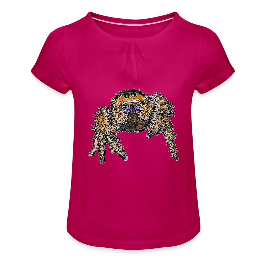 Mädchen-T-Shirt mit Raffungen Phidippus regius Everglades female - Fuchsia