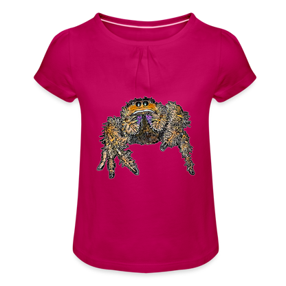 Mädchen-T-Shirt mit Raffungen Phidippus regius Everglades female - Fuchsia
