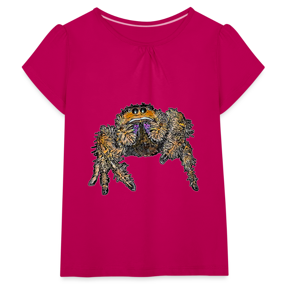 Mädchen-T-Shirt mit Raffungen Phidippus regius Everglades female - Fuchsia